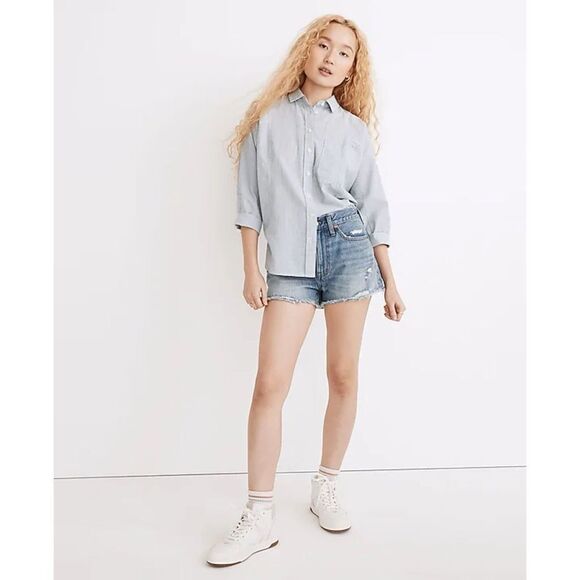 Madewell Relaxed Denim Shorts in Renfield Wash: Destructed Edition, Size 26 - Picture 1 of 15
